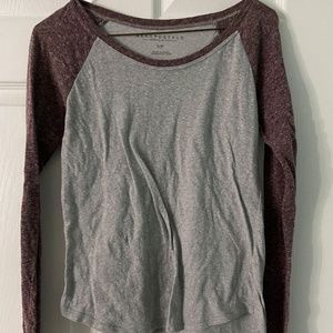 Grey with Maroon Aerpostale Long-Sleeved Shirt